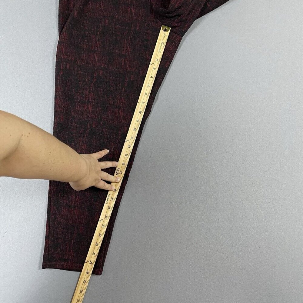 J Jason Wu Artsy Textured Pull On Pants Stretch Waist Size Large L Red Black - Picture 12 of 15